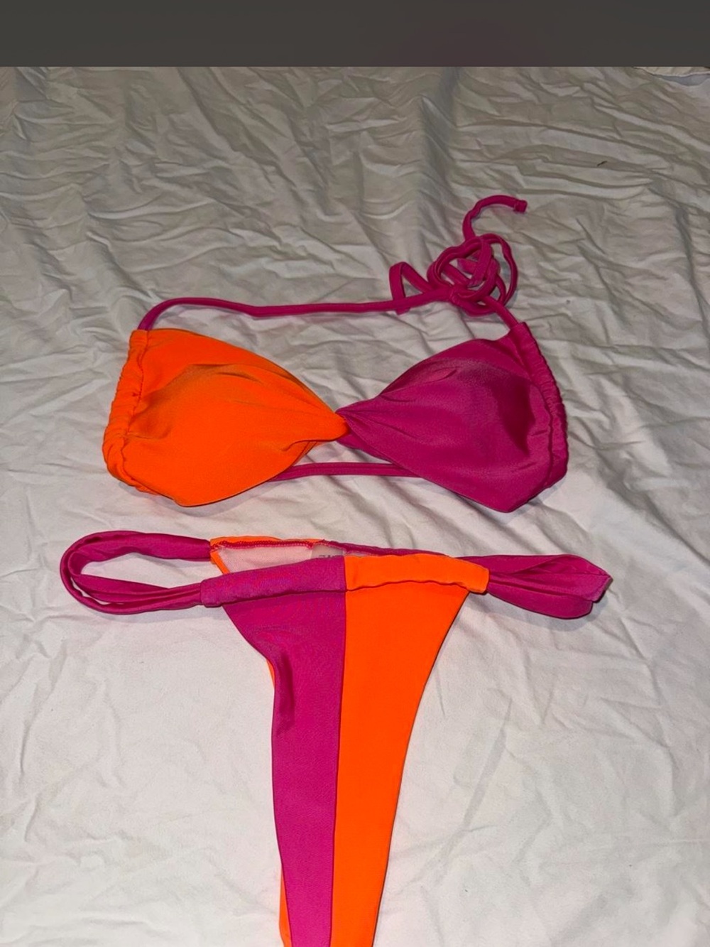 Two-Tone Pink and Orange Women's Bikini Set